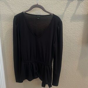 Ann Taylor black peplum shirt with tie